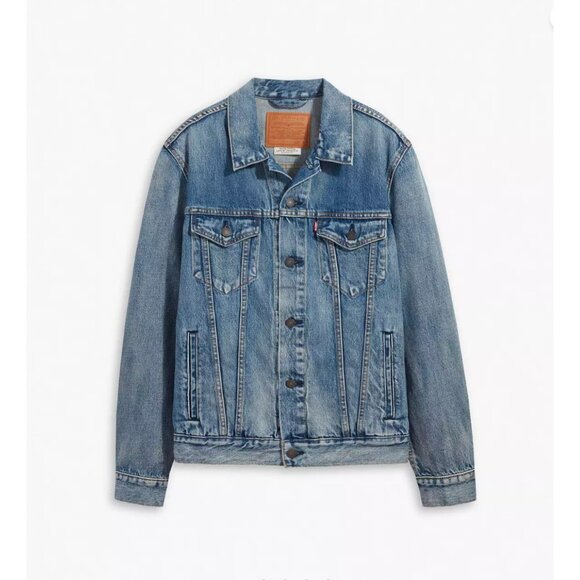 Levi's L Premium Men's Trucker Jacket Skyline - Medium Wash Large Blue Denim - Picture 3 of 3